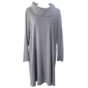 ALYX Cowl Neck Long Sleeve Dress Womens M Gray Knit Minimalist Career Capsule